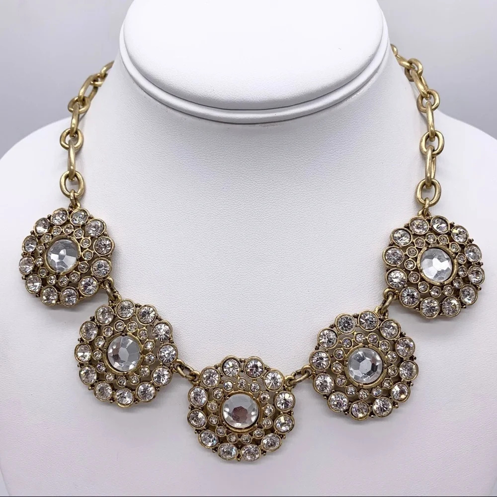 J. Crew Gold Jeweled Medallions Necklace